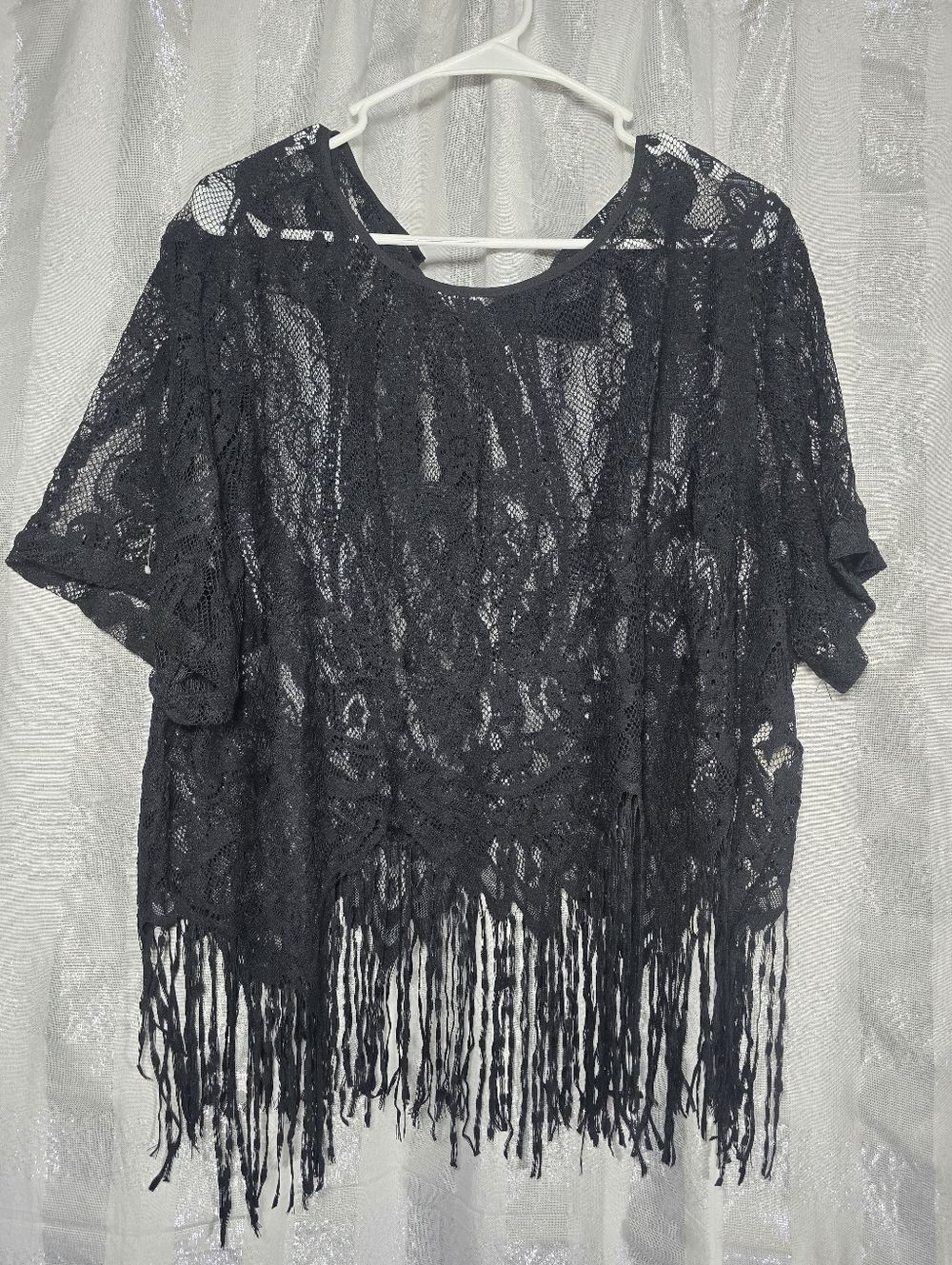 Women’s Black Lace Fringe Top